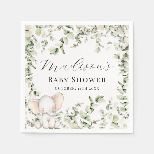 Serviette En Papier Baby shower Eucalyptus Eucalyptus Neutre Genre (Devant)
