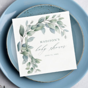 Serviette En Papier Baby Shower Eucalyptus Verdoyant