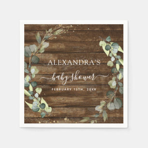 Serviette En Papier Baby shower Eucalyptus Vert Succulent