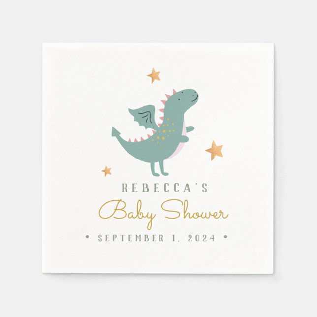 Serviette En Papier Baby shower Fairytale Cute Dragon (Devant)