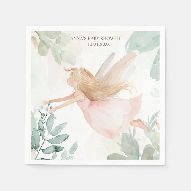 Serviette En Papier Baby shower Fée Blonde (Devant)