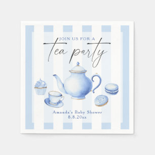 Serviette En Papier Baby Shower Fête à Thé Bleue