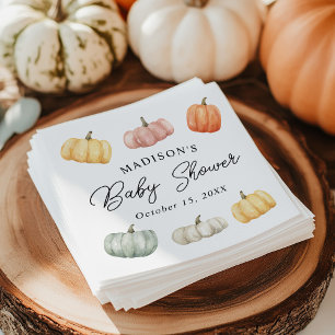 Serviette En Papier Baby Shower Fête de Naissance aux Citrouilles Aqua