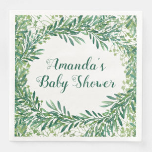 Serviette En Papier Baby shower Feuille vert