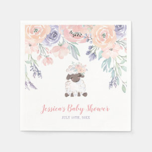 Serviette En Papier Baby shower Fille agneau rose violet