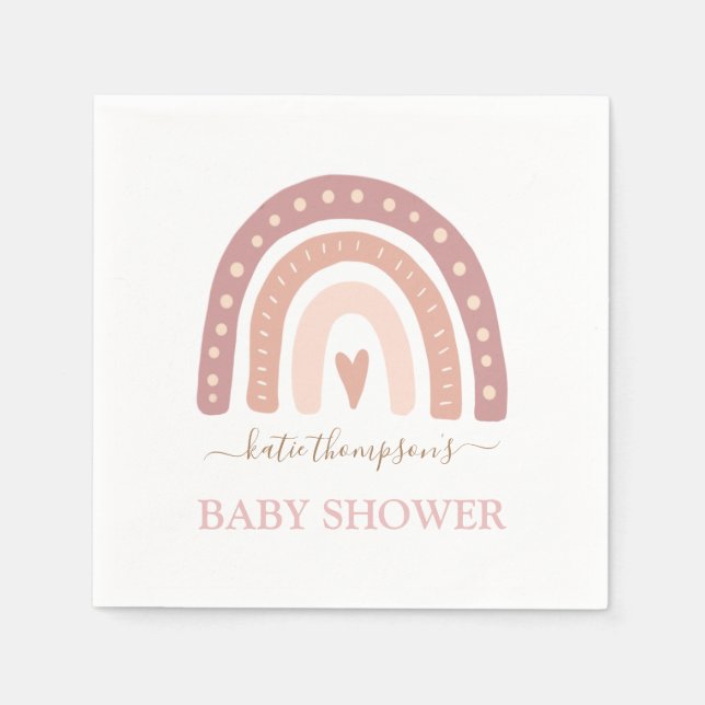 Serviette En Papier Baby shower fille arc-en-ciel rose mou (Devant)