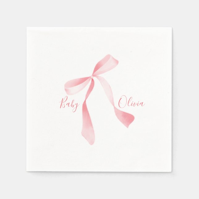 Serviette En Papier baby shower fille arc rose (Devant)