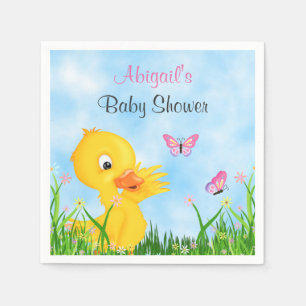 Serviette En Papier Baby shower fille aux canards mignons et papillons