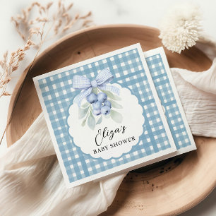 Serviette En Papier Baby-Shower Fille aux motifs de myrtille et gingha