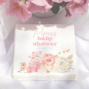 Serviette En Papier Baby Shower Fille Bohème Floral Rétro