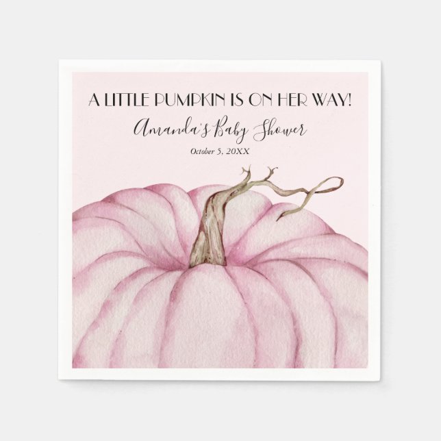 Serviette En Papier Baby shower fille Citrouille rose (Devant)