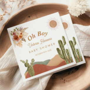 Serviette En Papier Baby Shower Fille Désert Cactus du Sud-Ouest Oh Ga