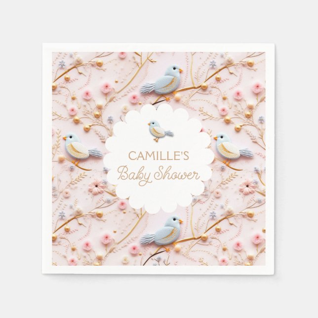 Serviette En Papier Baby shower Fille Jardin Rose Floral (Devant)