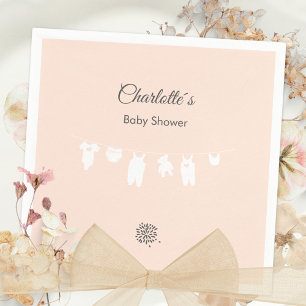 Serviette En Papier Baby Shower Fille Minimaliste Rose Clair