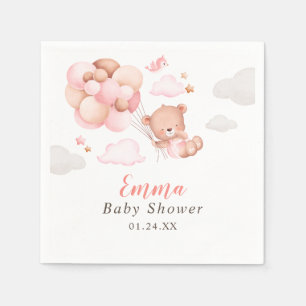 Serviette En Papier Baby shower fille ours en peluche