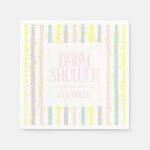 Serviette En Papier Baby shower fille Pastel Stripes