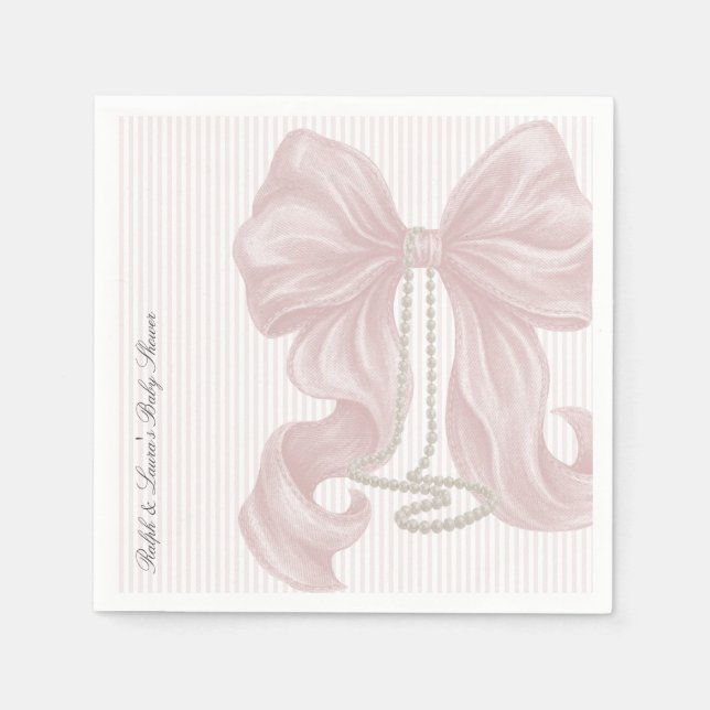 Serviette En Papier Baby Shower Fille Perle Arc (Devant)