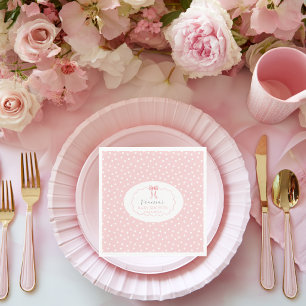 Serviette En Papier Baby Shower Fille Ruban Rose À Points Bébé Fille C