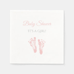 Serviette En Papier Baby shower Fille Simple Precious Empreintes roses