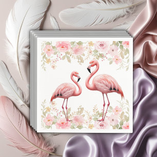 Serviette En Papier Baby shower Flamant rose rose floral élégant