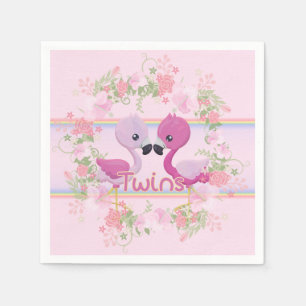 Serviette En Papier Baby shower Flamant rose rose Twins