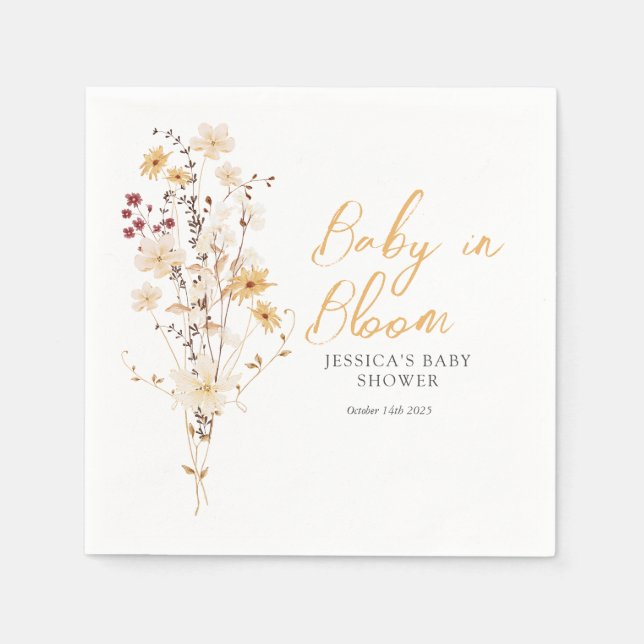 Serviette En Papier Baby shower Fleur Petit Fleur sauvage (Devant)