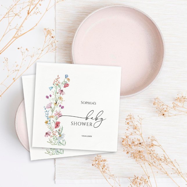 Serviette En Papier Baby shower fleur sauvage (Créateur téléchargé)