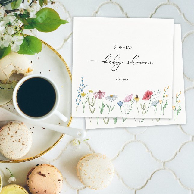 Serviette En Papier Baby shower fleur sauvage (Créateur téléchargé)