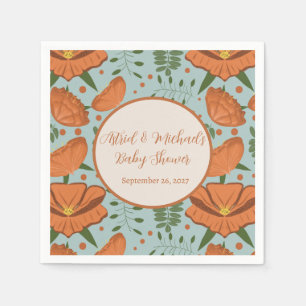 Serviette En Papier Baby shower fleur sauvage à pavot orange Jardin de