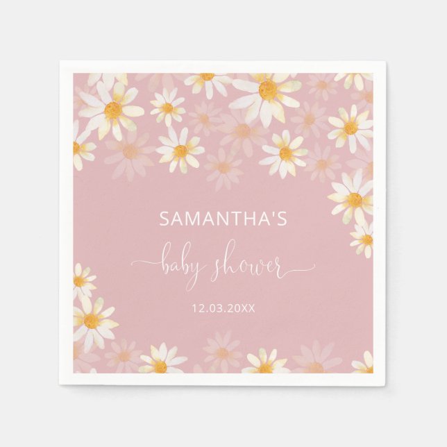 Serviette En Papier Baby shower fleur sauvage aquarelle (Devant)