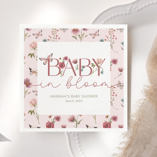 Serviette En Papier Baby shower Fleur sauvage bébé en fleurs (Créateur téléchargé)