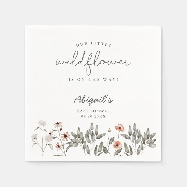 Serviette En Papier Baby shower Fleur sauvage Boho (Devant)