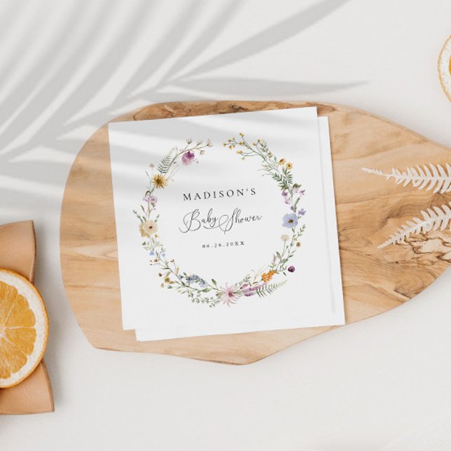 Serviette En Papier Baby shower Fleur sauvage Boho (Créateur téléchargé)