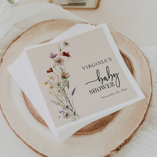 Serviette En Papier Baby shower Fleur sauvage Boho