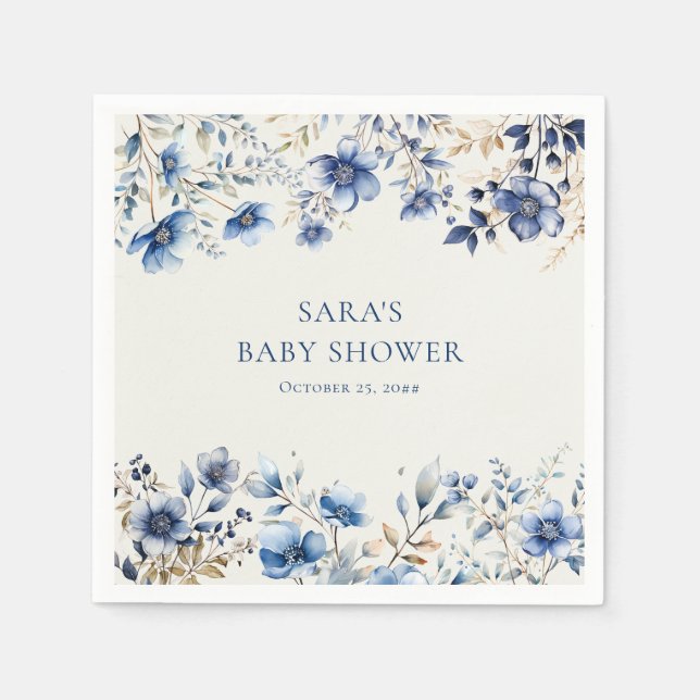 Serviette En Papier Baby shower Fleur sauvage Boho Dark and Dusty (Devant)