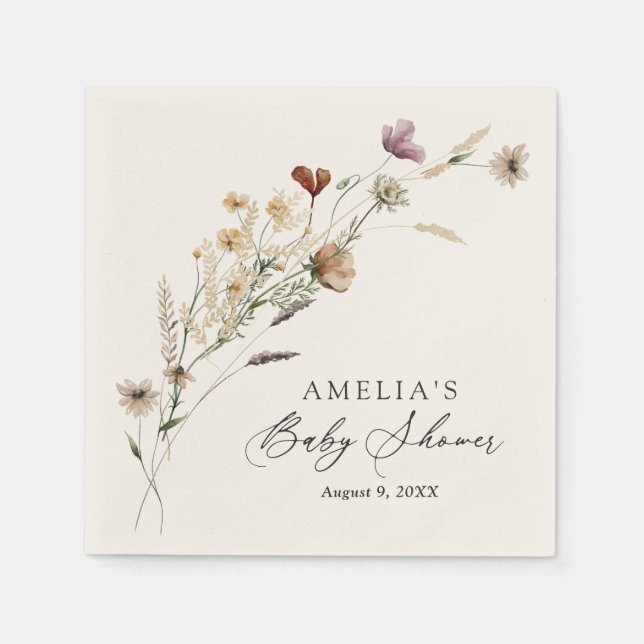 Serviette En Papier Baby shower Fleur sauvage Boho Fall (Devant)