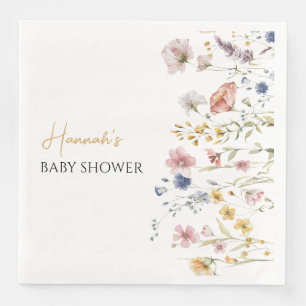 Serviette En Papier Baby shower Fleur sauvage Boho personnalisé