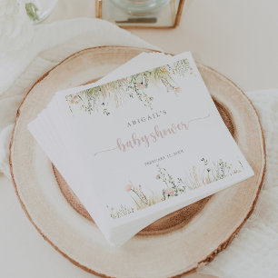Serviette En Papier Baby shower Fleur sauvage Boho vert serviettes