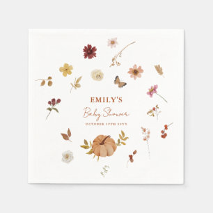 Serviette En Papier Baby shower Fleur sauvage Citrouille d'automne