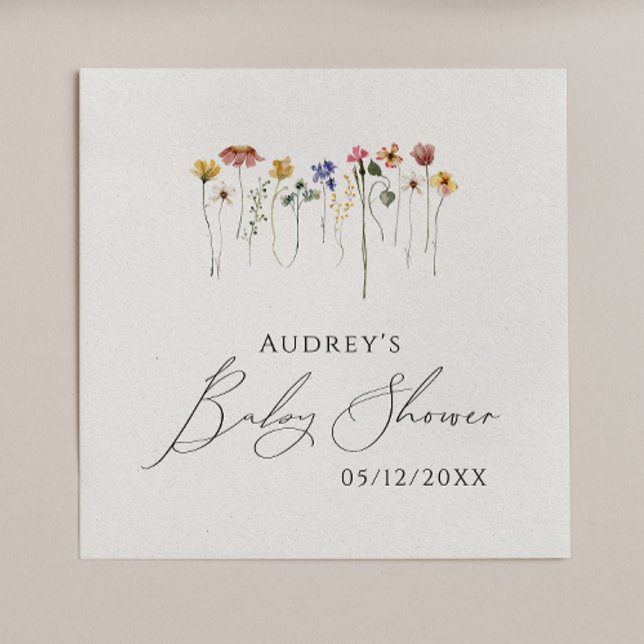 Serviette En Papier Baby shower Fleur sauvage coloré serviettes (Créateur téléchargé)