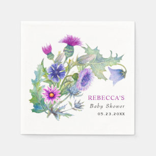 Serviette En Papier Baby shower fleur sauvage couleur aquarelle