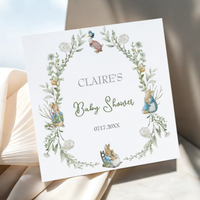 Serviette En Papier Baby shower Fleur sauvage d'aquarelle Peter Rabbit (Créateur téléchargé)