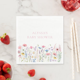 Serviette En Papier Baby shower Fleur sauvage de Pink Meadow