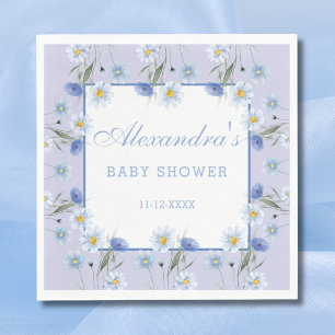 Serviette En Papier Baby shower Fleur sauvage Dusty Blue Boho
