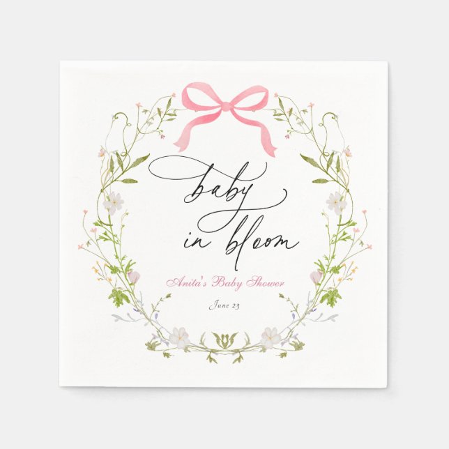 Serviette En Papier Baby shower fleur sauvage en fleur (Devant)