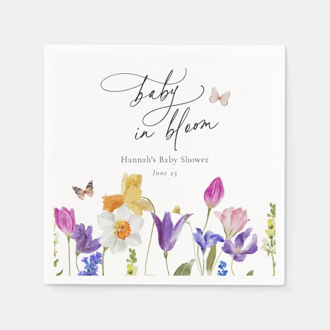 Serviette En Papier Baby shower fleur sauvage en fleur (Devant)