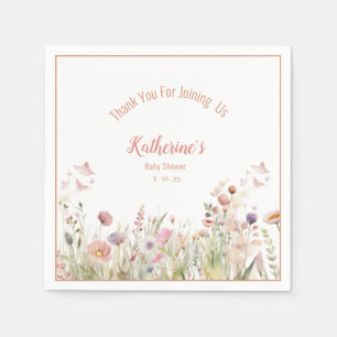 Serviette En Papier Baby shower fleur sauvage fille