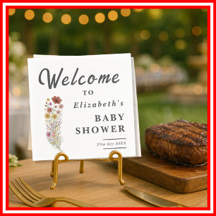 Serviette En Papier Baby shower fleur sauvage Floral Boho