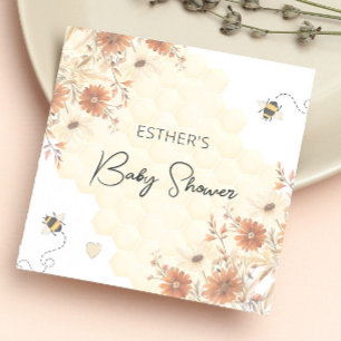 Serviette En Papier Baby shower Fleur sauvage Little Bee Honey Boho