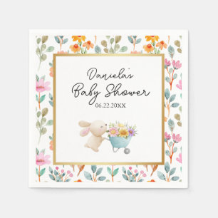 Serviette En Papier Baby shower Fleur sauvage mignon Petit Lapin